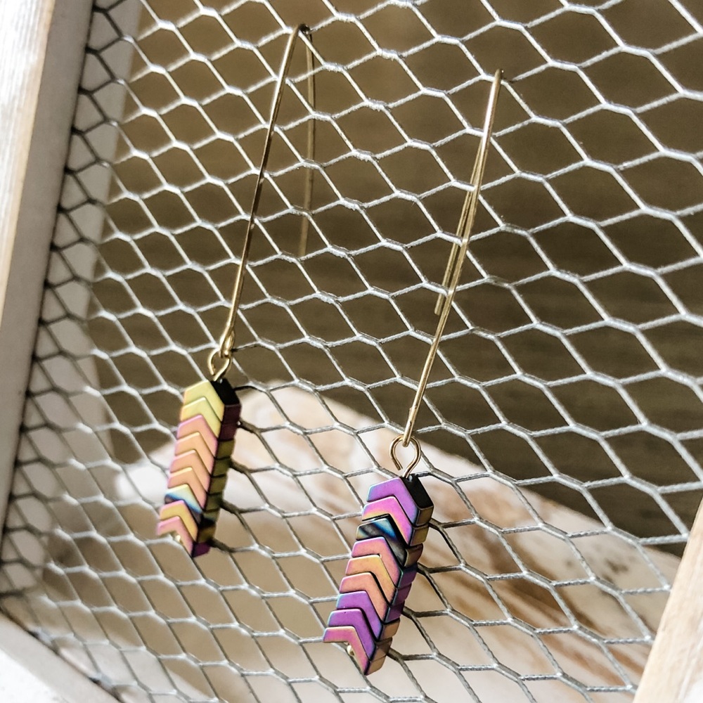 🌈 Rainbow Hematite Earrings🌈